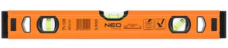 NEO TOOLS Aluminium-Wasserwaage gesicherte Libelle, m Genauigkeit | Wasserwaage Aluminium | 0,5 mm/m Genauigkeit, hoch präzise geschliffen | Wasserwaage mit 3 Blase | 40-180 cm