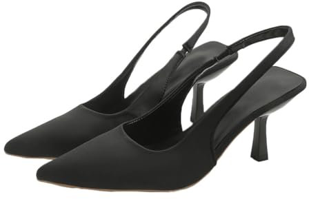 ticticlily Scarpe Donna Eleganti con Tacco Medio con Cinturino Dietro la Caviglia Sandali Tacco A Nero 42 EU