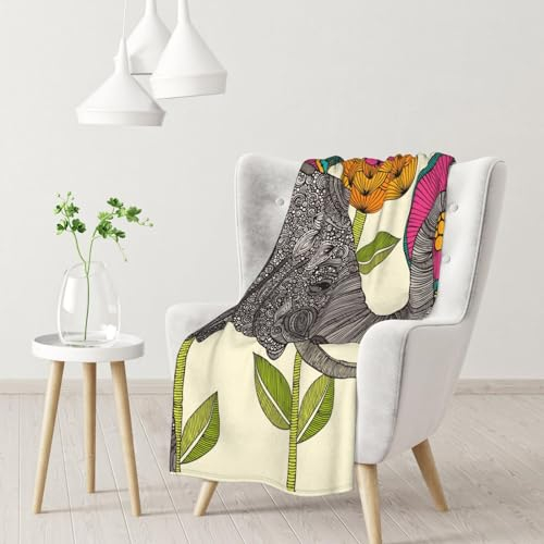 LAMAME Weiche Decke mit Elefanten-Motiv, warme Decke