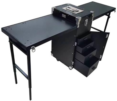 MegLob Multifunctional Manicure Table for 2 Manicurists, Mobile Art Nail Booth, Professional Manicure Workstatin for 2 Techinician, Rolling Portable Nail Desk, Outdoor Manicure Booth,Black