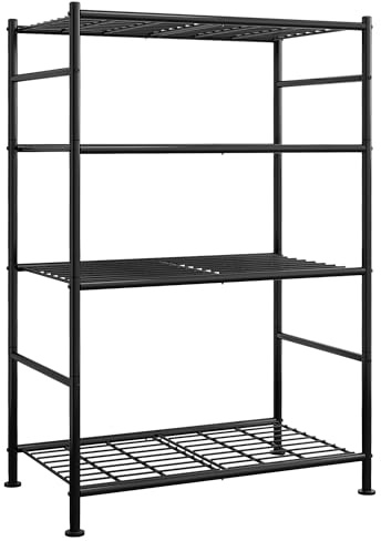 Sakugi Storage Shelves - 4 Tier Shelf Organizer, Heavy Duty Garage Shelving Unit with Leveling Feet, Stable Metal Shelves Organizer for Pantry, Kitchen and Closet, 33.0 W x 12.6 D x 57.2 H, Black