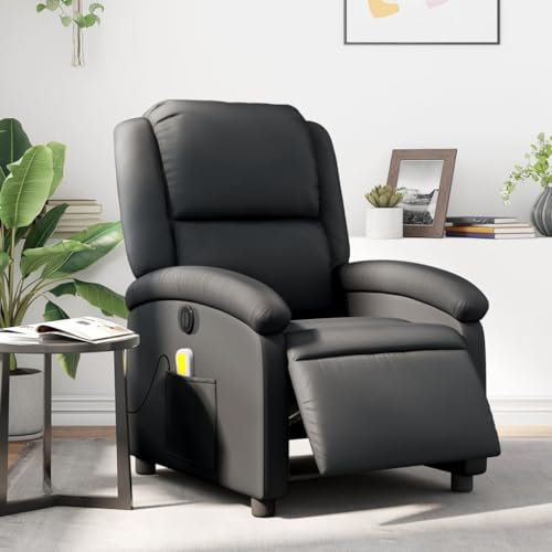 Homgoday Massagesessel, elektrisch, neigbar, aus echtem Leder, Sessel, Relaxsessel, Massagesessel für den ganzen Körper