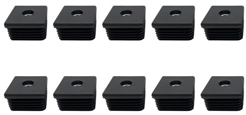 10PCS Black Plastic Nuts Pipe Plugs,Inserts for Square Tubes with M8 Thread,Plastic Pipe End Caps,Insert Chair End Caps Furniture Leg Plug 40×40mm