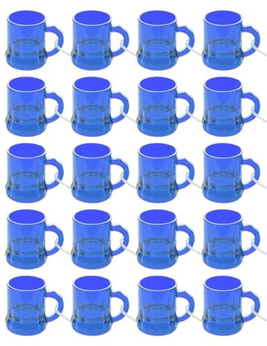 20er-Set Schnapsgläser zum Umhängen mit Henkel, Shotgläser für Partys, bunte Likörgläser, Aperitif-Gläser, Dessertgläser, vielseitig einsetzbar (Blau)