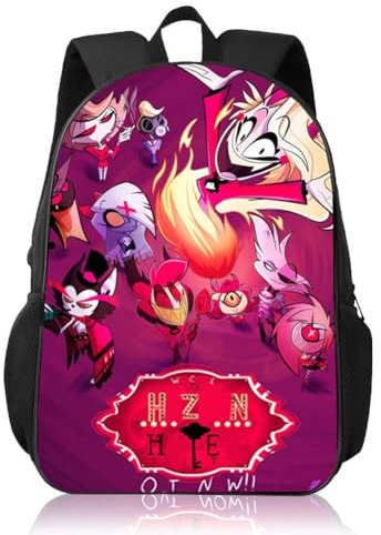 Cartoon Kinderrucksack,Kinder Hotel Anime Rucksack Hotel Kindertasche,Schulrucksack mit höhenverstellbarem Rückenteil 3D Printed School Bag Hohe Kapazität Backpack,Schultasche Bookbag Für Hazbin-Fans