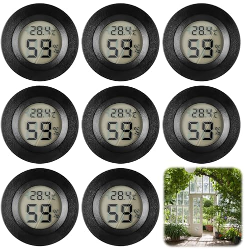 Thermometer für Innenräume Hygrometer Digital: WIYETY 8 Pack Mini Hygrometer Digital, Mini Hygrometer, ℃/℉ Raumthermometer für Innen, Wohnzimmern, Weinkühler, Gewächshaus, Babyzimmer Schwarz