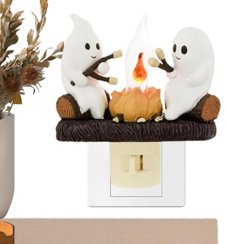 Geister-lagerfeuer-flacker-nachtlicht - 10 Cm Geister Lagerfeuer Lampe,Geister Am Lagerfeuer,Geister Lagerfeuer Flackerndes Nachtlicht,Nächtliche Geister Lagerfeuer Licht,Niedliche Halloween-