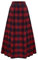 Vintage Rock Damen Elastische Taille A-Linie Langer Halloween Plaid Rock Rot Blau S