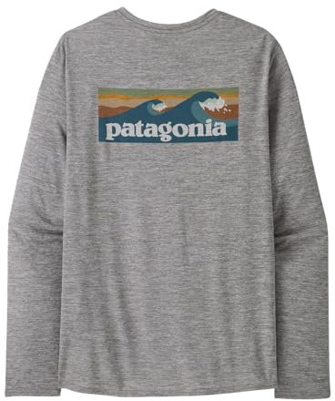 PATAGONIA M'S L/S CAP COOL DAILY GRAPHIC SHIRT Long Sleeve Capleen Cool Graphic Shirt - WATERS 45170 Parallel Import, BLAF (BOARDSHORT LOGO ABALONE BLUE: FEATHER GREY), S