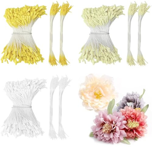 CiShow Lot de 1200 étamines artificielles en Forme de Malt - 2,5 + 1 mm - Double tête - Perles - Étamine Mate - Mini Fleurs artificielles à Double tête - pour Bricolage