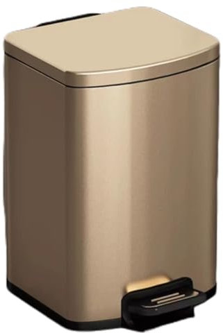Bathroom Bin, Stainless Steel Pedal Bin Waste Bin With Lids, Slow Drop Closing Slim Rubbish Bin Pedal Waste Basket For Bathroom, Kitchen, And Office(Gold,15L)