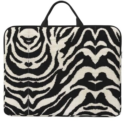 Zebra Animal 14 Zoll Laptoptasche Sleeve Bag - Aktentasche mit Tragegriff und Zubehörtasche, perfekt für Geschäftsreisende, Schwarz, Einheitsgröße