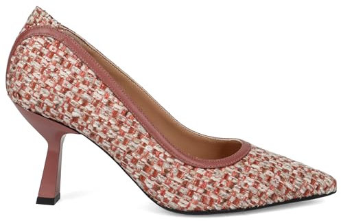 Sangiorgio Décolleté Tessuto Multicolor e Pelle Rosa con Tacco a Rocchetto - S220 SAMBUCO Antico - Taglia 38