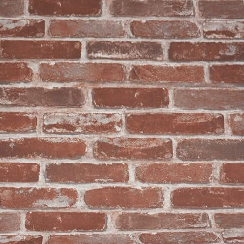 Beswitory 4Roll 3D Rustic Red Brown Brick Effect Wallpaper Brick Pattern Anti-Fouling Texture Bookcase Vintage Slate Home Decoration Wall Paper for Adult Kid Bedroom Living Room Hallway Stairs Lounge