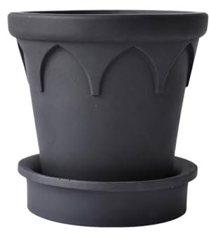 Vaso per piante da interno ed esterno Vaso da fiori rotondo in cemento, con foro di drenaggio e piattini, bocca del bacino con vaso for piante in rilievo con trame geometriche, for il giardino del dav