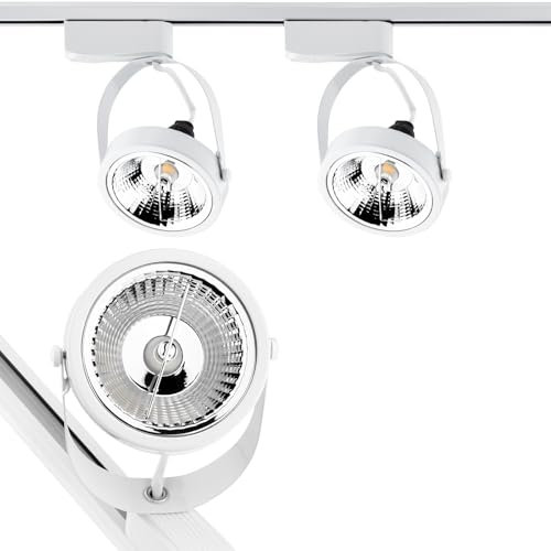 Lumiled LED Schienensystem, Dreh- und schwenkbarer 1-Phasen-Strahler, Spot, Deckenstrahler, 3xGU10 Fassung 230V max. 15W, Weiß, inkl. 1-Phasen-Adapter, 360° 180° verstellbar
