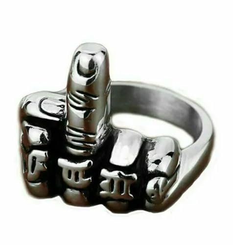 Herren Biker Punk Mittelfinger Up Ring Edelstahl Faust Band Größe 7-15 Geschenk