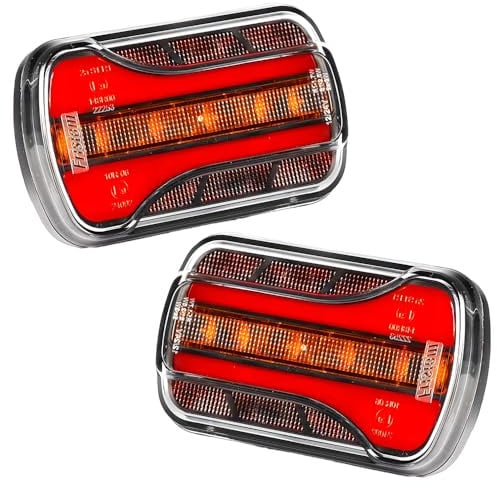 Fristom 2 x LED-Rücklichter mit 3 Funktionen, Bremsstellung, Blinker, Mini-Design, 12 V, 24 V zugelassen