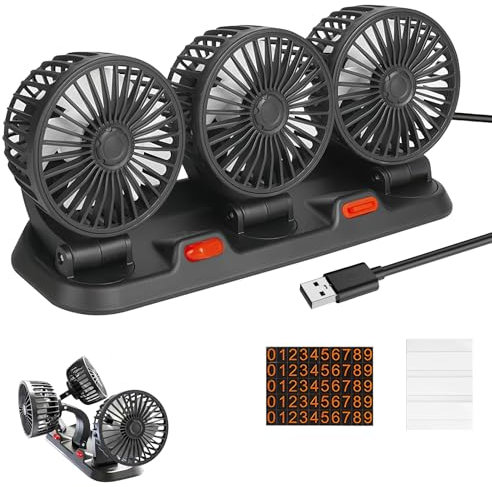 Ventilador Coche USB,360°12V 24V USB Ventilador Eléctrico,Ventilador De Coche Giratorio,Circulador De Aire De Refrigeración Para SUV Camión Autocaravana Tractor