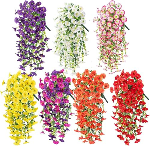 1000 Meters Kunstblumen Hängend, 20 Pieces Hängende Petunien Seidenblumen Hängeblumen Künstlich,Petunienhänger Petunien Kunstpflanzen Blumen,Künstliche Hängepflanzen Wie Echt Seidenblumen Hängepflanze