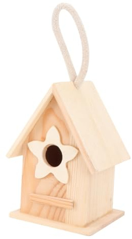WEKAMOS Holz Vogelhaus mit Bemalbarem Design Vogelnest aus Holz für Außenbereich Kreatives Vogelnest als Hängedekoration für Garten und Terrasse