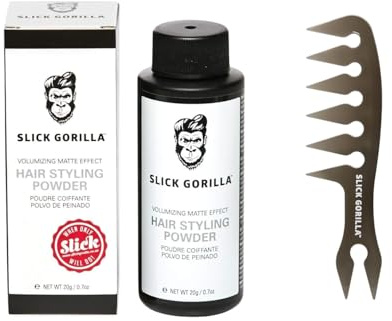 Slick Gorilla Styling Set für Männer – Textur-Kamm & Texturpuder 20 ml, Volumen, Struktur & Mattes Finish