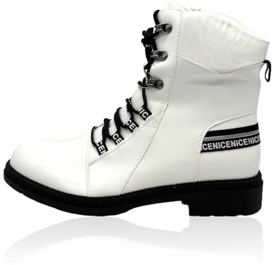 Nowaland Damen Combat Boots, gefütterte Kunstleder-Stiefel mit Reißverschluss, im Urban Style