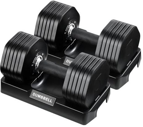 Adjustable Dumbbell-12kg per dumbbell (24kg pair) 6-in-1 Quick Twist Dumbbell with Safety Lock & Anti-Slip Grip, Space-Saving Home Gym Strength Training Equipment for Men & Women (Black-pair (24kg))