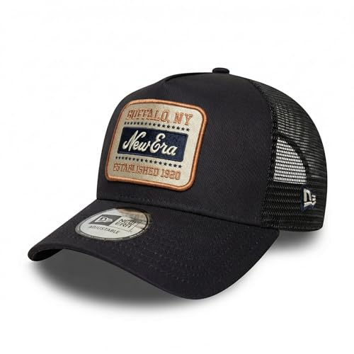 NEW ERA - Cap - Adjustable A-Frame Trucker Cap - Distressed Patch - Olive/White
