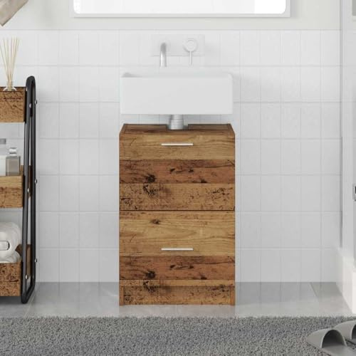 Kaloriko Mueble de baño de madera antigua con puerta y estantería, 40 x 37 x 59 cm, material de madera, moderno armario de baño con cajón, espacio de almacenamiento para lavabo, lavadero y estante de