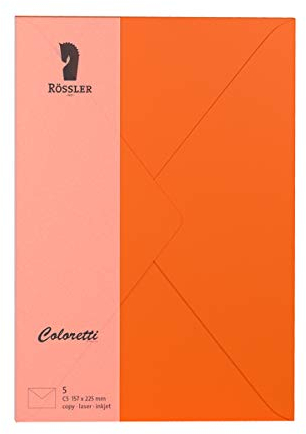 Rössler 220711521 - Coloretti Briefumschläge, 80 g/m², DIN C5, apfelsine, 5 Stück