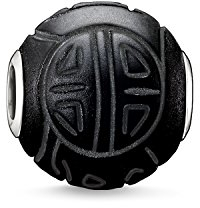 Thomas Sabo Herren Bead Shanghai Obsidian mattiert schwarz Karma Beads 925 Sterling Silber K0055-023-11