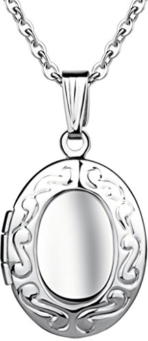 Yumilok Collar de Mujer Acero Inoxidable Medallón para Poner Fotos Dentro Amuleto Colores Plateados Rosa/Azul Collar Colgante para Mujeres Chicas