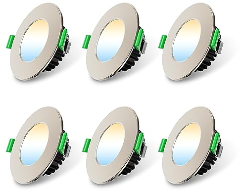 ALUSSO LED Einbaustrahler 230V Dimmbar LED Spots Flach 8W IP44 Bad Einbauleuchten Deckenspots Deckenstrahler, Warmweiß 3000K Neutralweiß 4000K Kaltweiß 5700K Einbauspots für Badezimmer Küche, 6er Set