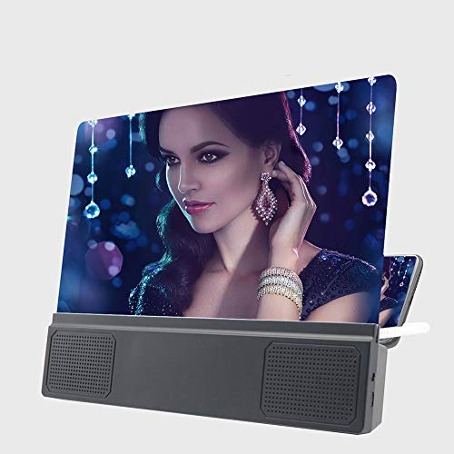 Espansione dello schermo, Schermo del telefono cellulare 3D 12 Espandi Amplificatore Supporto Amplificatore Video HD con Altoparlante, Amplificatore per Schermo Video Film Proteggere gli Occhi