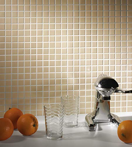Cottoceram. Modelo M003 (Beige Fuerte Mate) Mosaico enmallado de Porcelanico. Medida 2,5x2,5cm. Pegado en Mallas de 30x30cm.