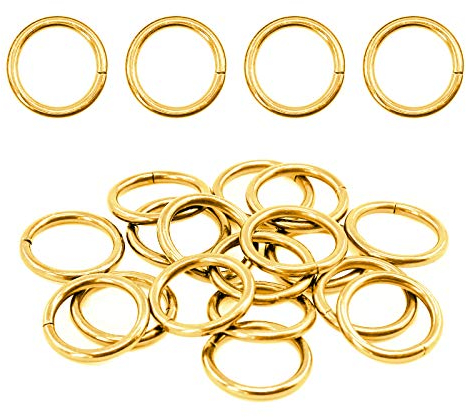 Swpeet Lot de 60 anneaux en métal doré résistant de 20 mm pour sacs, accessoires, porte-clés, ceintures et laisses de chien (or, 1,9 cm)