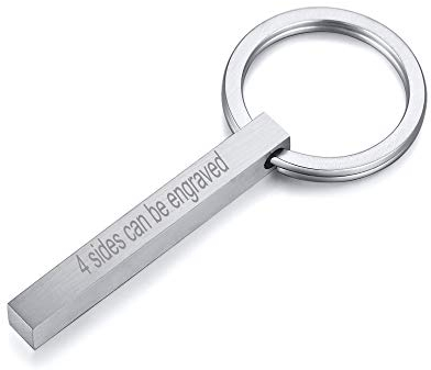 VNOX Personalisierte Kundenspezifische Paare BFF Brüder Schwestern Familie Partner Schlüsselanhänger 4Seiten Name 3D Vertikale Quader Bar Schlüsselanhänger Gepäck/Tasche Zubehör,Kostenlose Gravur