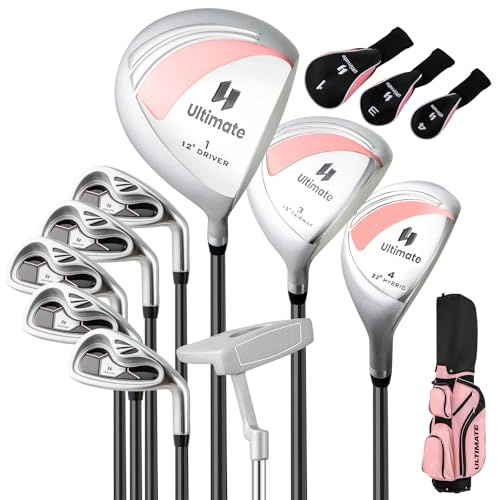Tangkula 9/10 Pieces Women's Complete Golf Clubs Set Right Hand, Includes 460cc Alloy #1 Driver & #3 Fairway Wood & #4 Hybrid & #6/#7/#8/#9/#P Irons, Putter, Golf Club Set