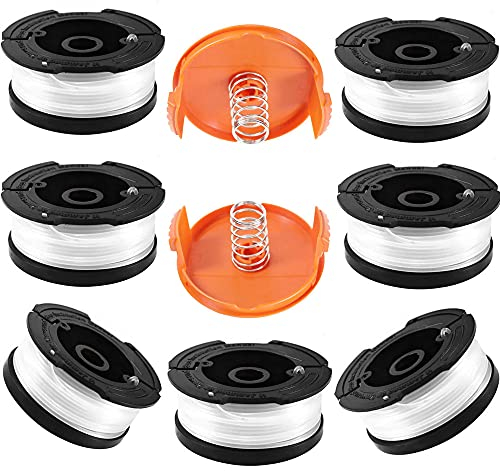 Bobine Fil Coupe Bordure pour Black et Decker Coupe-Bordures, Bobines A6481 A6485 Compatible avec Black et Decker Af-100, 7 pcs Bobine de Fil Debroussailleuse avec 2 Couvercle de Bobine et 2 Ressort