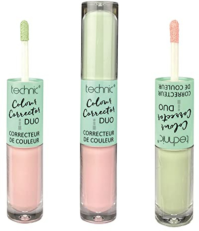 Technic Colour Corrector Concealer Duo Correct Cover Conceal Blemish Correcting (Green/Pink)