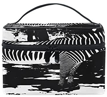 Kosmetiktasche Organizer Tasche Tinte Malerei Zebra Make-up Tasche Reise Reißverschluss Kosmetiktasche mit Griff Make-up Aufbewahrungstasche für Mädchen Frauen