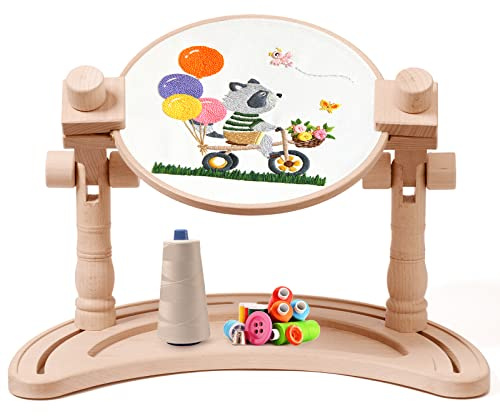 Adjustable Embroidery Stand Clamp, Rotated Embroidery Hoop Holder, Hands Free Embroidery Stand for Cross Stitch, Needlework, Art Craft Sewing Projects