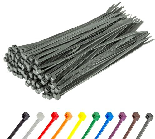 Gocableties - Fascette Plastica Grigie - 200 mm x 2,5 mm - 100 Pezzi - Fascette Elettricista