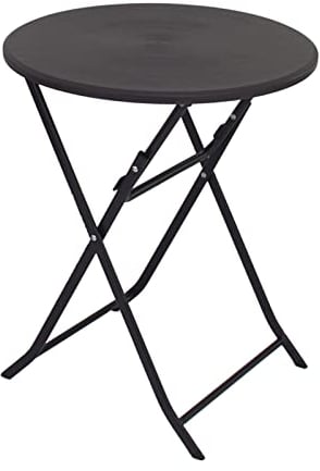 TRUTZHOLM Gartentisch rund Holzoptik grau Ø 60cm klappbar standfest robust Balkontisch Beistelltisch Bistrotisch Partytisch Klapptisch Campingtisch