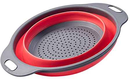 Cestello di scarico strato Scolapasta pieghevole Scolapiatti retrattile, Rosso, Di grandi dimensioni