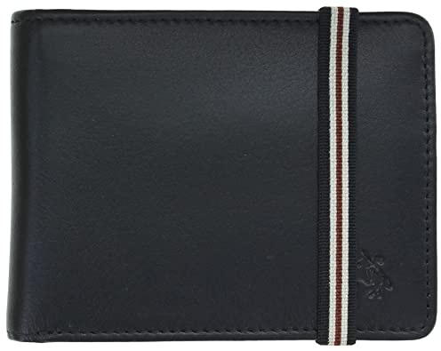 VISCONTI Leather Wallet with Elastic Closure RFID Blocking and Tap and Go BN3 Black