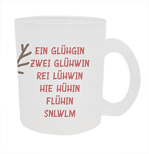 Glas-Tasse GlühGin Becher Rentier Trinktasse Trinkbecher Weihnachts-Motiv Punschbecher (Glas Rentier)