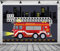 BELECO 2.1x1.5m Stoff-Feuerwehrauto-Hintergrund, Cartoon-Feuerwehrauto, Feuerrettung, Junge, Feuerwehrmann, Geburtstag, Superstadt-Hintergrund, Feuerwehrauto, Partydekoration