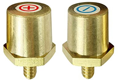 Ampper M6 Thread Male Brass Battery Terminal Charging Posts, M6 Battery Post Adapter (+/-) for Extension, Pack of 2